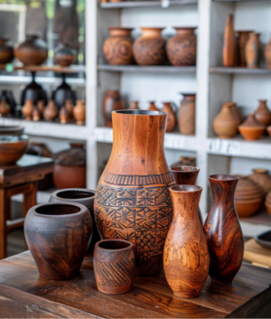 Wooden Handcrafted Decorative Pots / Vases