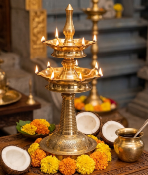 Traditional Brass Oil Lamp (Deepam / Diya Stand)